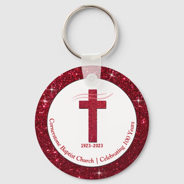 Porte-clés Anniversaire de l'église Souvenir Party Favoriser  (Recto)