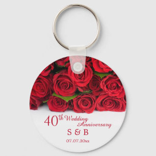 Porte-clés Anniversaire de mariage de roses rouges