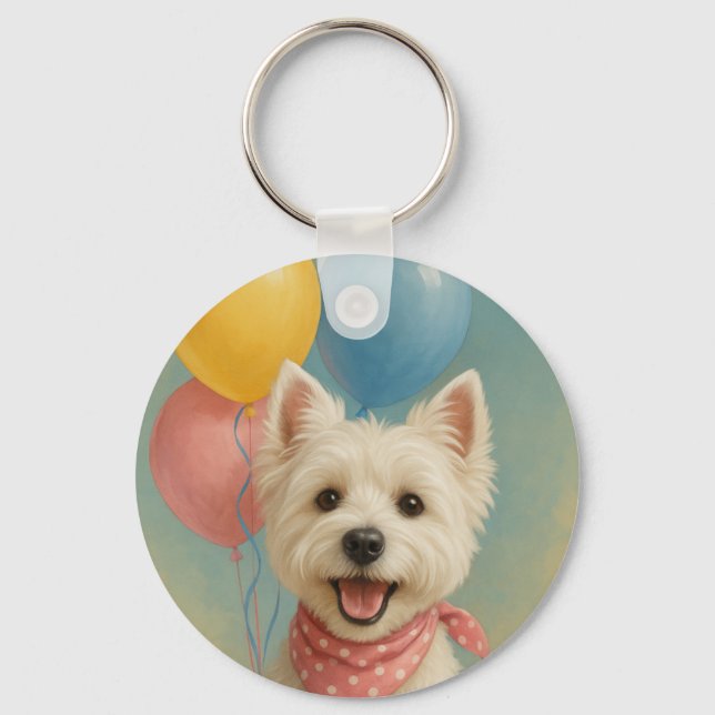 Porte-clés Anniversaire de Westie (Recto)