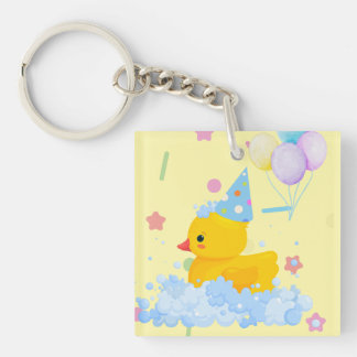 Porte-clés Anniversaire du canard en caoutchouc avec bulles e
