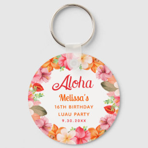 Porte-clés Anniversaire Fleurie Rose Luau Tropical