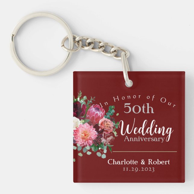Porte-clés Anniversaire Mariage personnalisé du 50e couple ro (Devant)