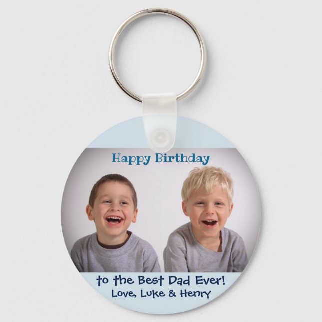 Porte-clés Anniversaire Meilleur Papa Jamais Enfants Photo (Recto)