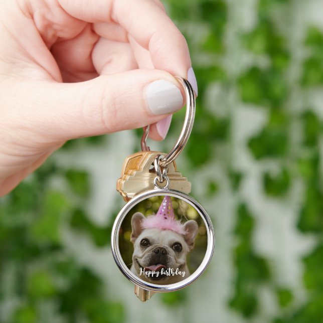 Porte-clés Anniversaire personnalisé de chien de compagnie (main)