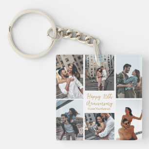 Porte-clés Anniversaire romantique personnalisé Photo Collage