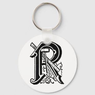 Porte-clés Antique Calligraphy Masonic Symbols Letter R