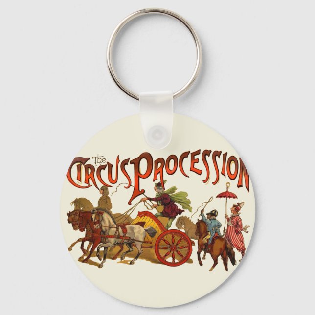 Porte-clés Antique Cirque Parade Clowns Chevaux (Recto)