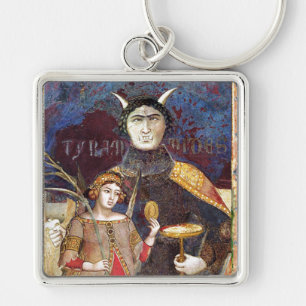 PORTE-CLÉS ANTIQUE RENAISSANCE TAROTS ,THE DEVIL AND CONCEIT