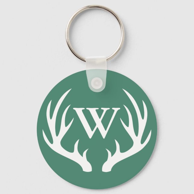 Porte-clés Antlers de cerfs blancs et lettre initiale (Recto)