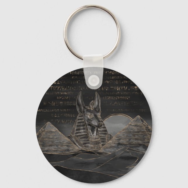 Porte-clés Anubis sur les pyramides égyptiennes paysage (Recto)