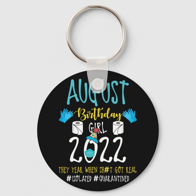 Porte-clés Août Anniversaire Fille 2022 Distance sociale Anni (Recto)