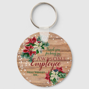 Porte-clés Appréciation des employés rustiques Noël Floral