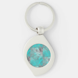 Porte-clés Aqua bleu turquoise et pierre grise