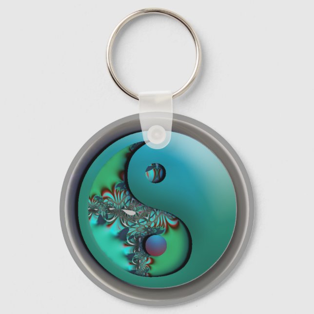 Porte-clés Aqua Fractal Silver Yin Yang Porte - clé (Recto)