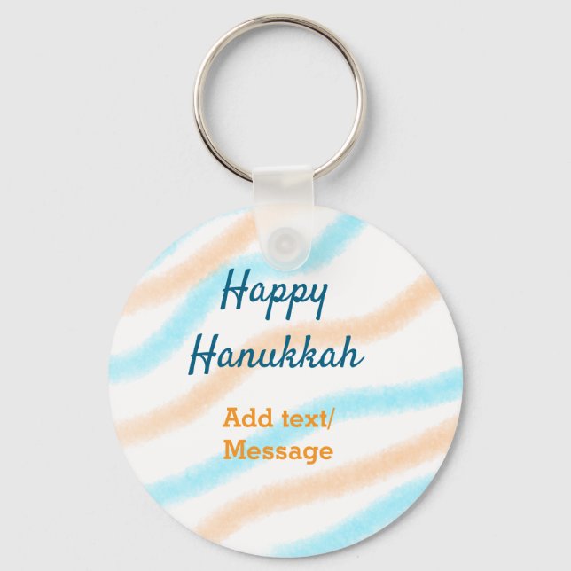 Porte-clés Aqua orange happy Hanoukka ajouter un nom message  (Recto)