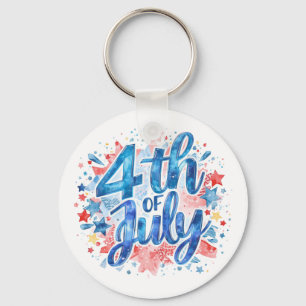 Porte-clés Aquarelle 4 juillet Patriotique