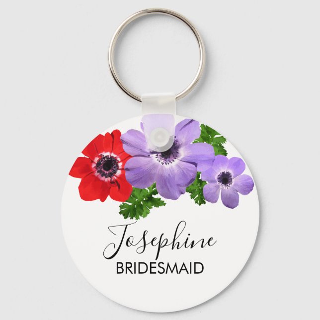 Porte-clés Aquarelle Anémonique Floral Porte - clé (Recto)