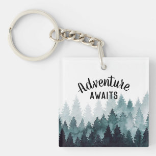 Porte-clés Aquarelle Aventure Forêt rustique