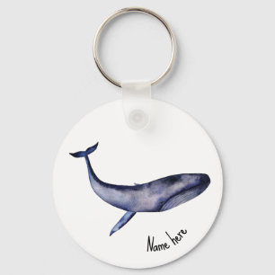 Porte-clés Aquarelle Baleine bleue