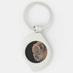 Porte-clés Aquarelle Bison Buffle Faune Animale Nature