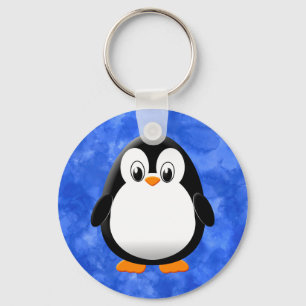 Porte-clés Aquarelle bleu Pingouin Cute