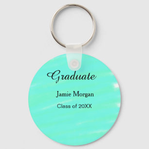 Porte-clés Aquarelle bleu vert diplôme ajouter nom année