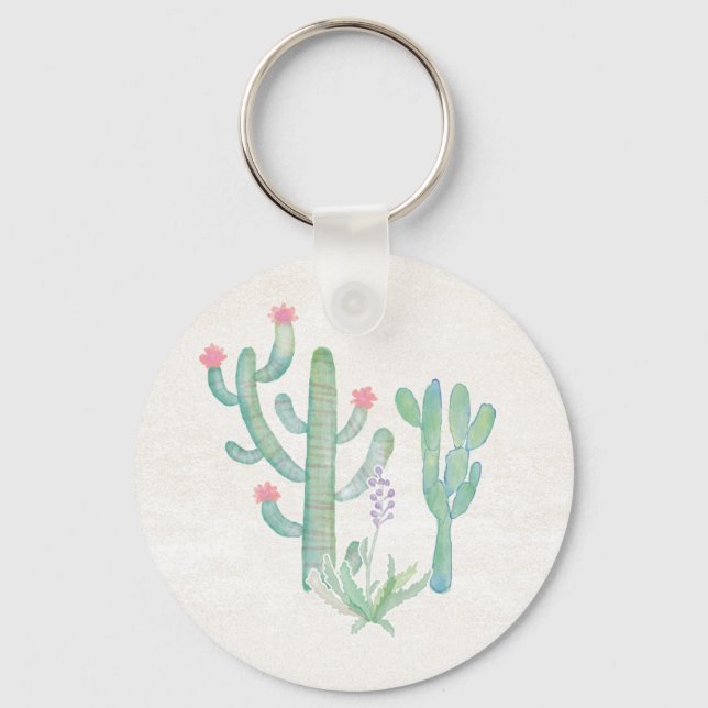 Porte-clés Aquarelle bohémienne Cactus (Recto)