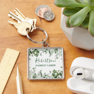 Porte-clés Aquarelle Botanique Ivy Ferns Sage Famille Cabine