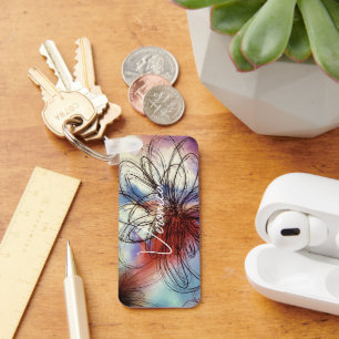 Porte-clés Aquarelle Chic Joli Dahlia Floral Abstrait
