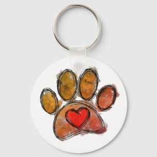 Porte-clés Aquarelle couleur Amoureux des chiens Dessin