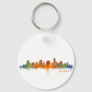 Porte-clés Aquarelle d'Austin Texas v2