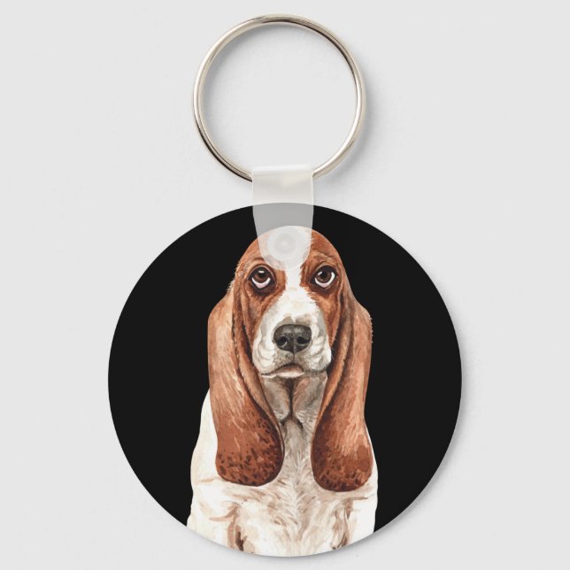 Porte-clés Aquarelle de chien chiot mignonne Hound (Recto)