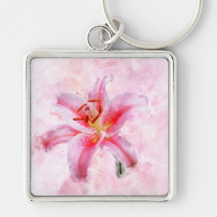 Porte-clés Aquarelle de fleur de Stargazer Lily - wb 01