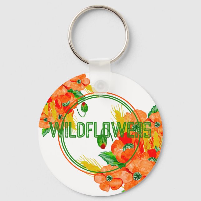 Porte-clés Aquarelle de fleurs sauvages (Recto)