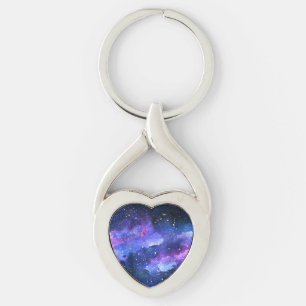 Porte-clés Aquarelle de Galaxy Purple Cadeau Ado