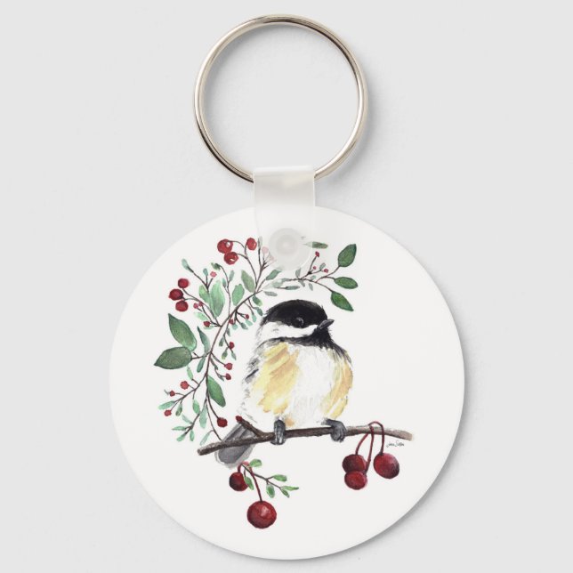 Porte-clés Aquarelle de poulet mignonne (Recto)