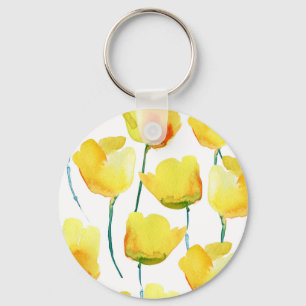 Porte-clés Aquarelle de tulipes colorées : Illustration trans