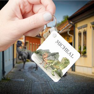 Porte-clés Aquarelle Dinosaure T-Rex Tyrannosaurus nom