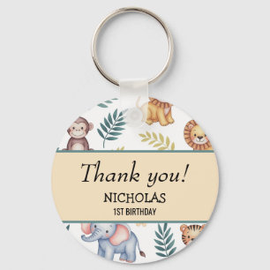 Porte-clés Aquarelle douce Safari Jungle Animaux Art Tropical