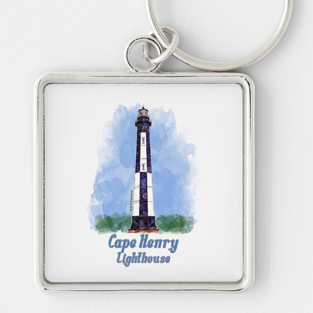 Porte-clés Aquarelle du phare de Cape Henry - Virginie (Devant)