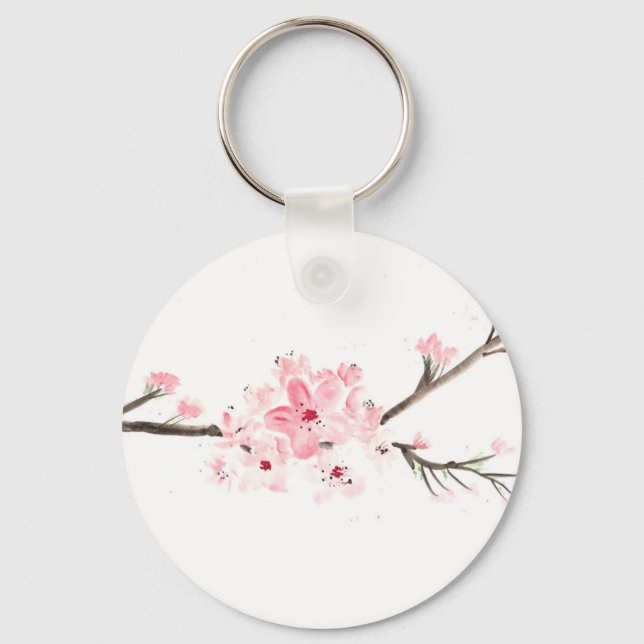 Porte-clés Aquarelle en fleurs de cerisier (Recto)