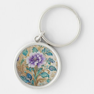 Porte-clés Aquarelle fleurie Rose violette