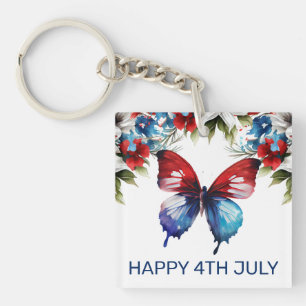 Porte-clés Aquarelle Fleurs Rouges, Bleues & Blanches 4 juill