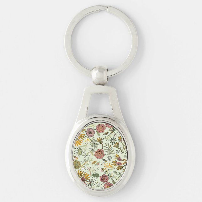 Porte-clés Aquarelle Florale Fleurs d'abeille Élégante Modern (Devant)