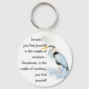 Porte-clés Aquarelle Great Blue Heron Citation Inspirante