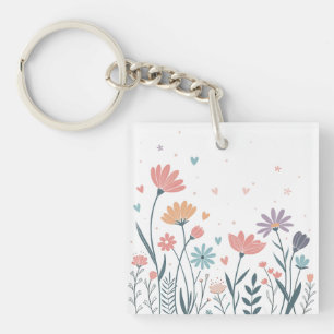 Porte-clés Aquarelle lunaire florale