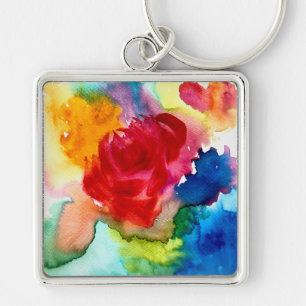 Porte-clés Aquarelle magnifique art rose abstrait