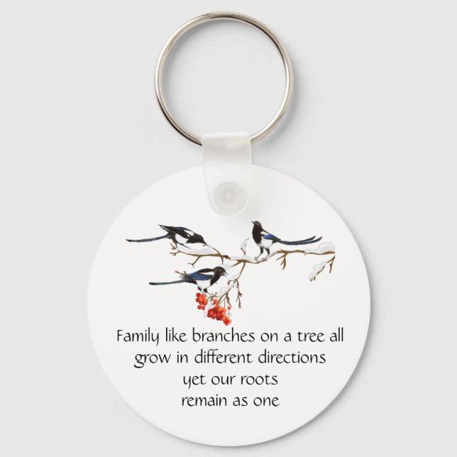 Porte-clés Aquarelle Magpie Famille Citation Animal Nature (Recto)