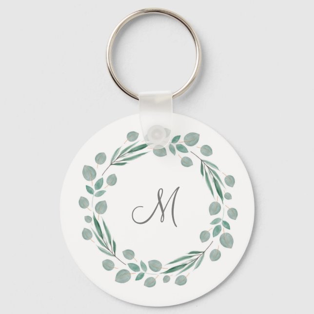 Porte-clés Aquarelle 'Mixte Feuille Eucalyptus' (Recto)