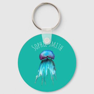 Porte-clés Aquarelle moderne colorée de méduses aquatiques